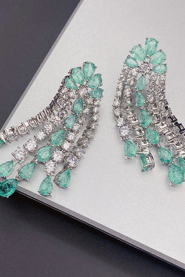 Grøn Glitrende Rhinestone dråbe øreringe til kvinder